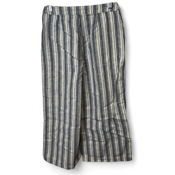 Abercrombie & Fitch-black & cream striped linen/cotton wide leg pant sz 0 - Picture 3 of 5
